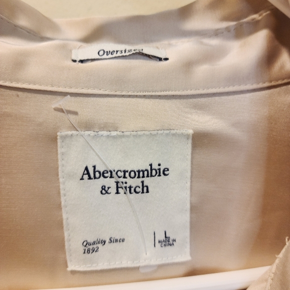 Abercrombie and Fitch Satin Oversized Button-Up Shirt Size L - Picture 2 of 10